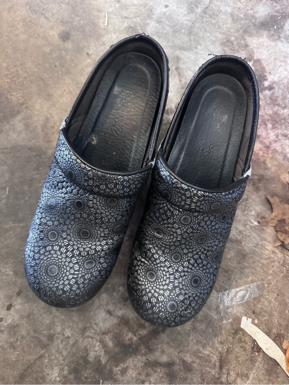 Dansko Black Clogs with Textured Rubber Soles